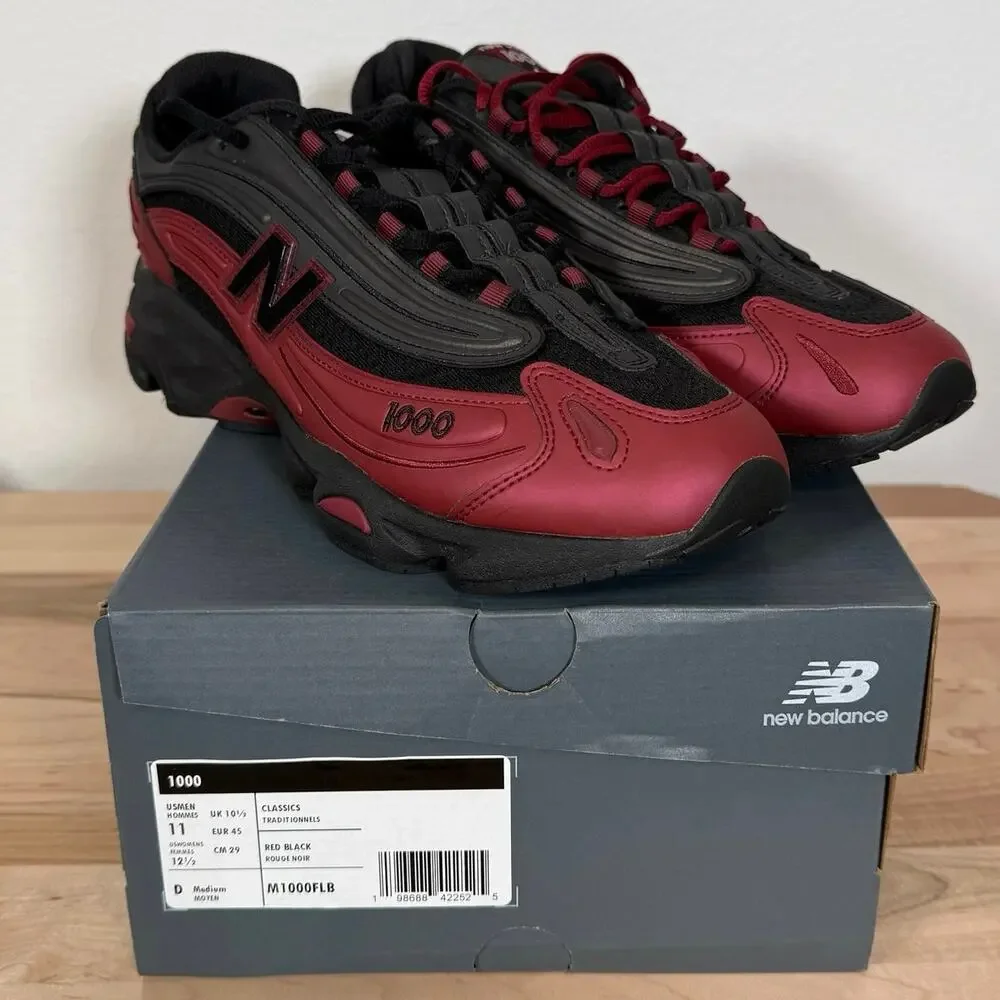 New Balance 1000 Red Black Running Sneakers Mens Size 11
